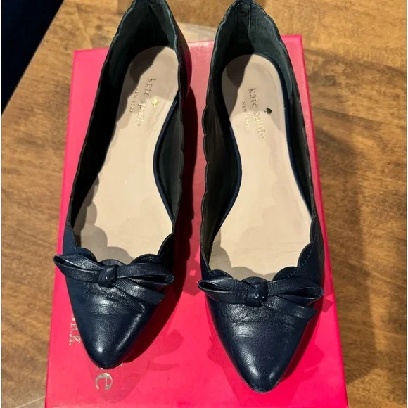 kate spade Shoes Kate Spade Navy Flats With Bow Poshmark